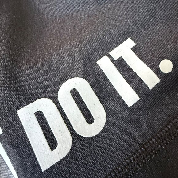 LARGE Womens Nike Power Team Victory Just Do It Black Gray Leggings - Picture 7 of 11